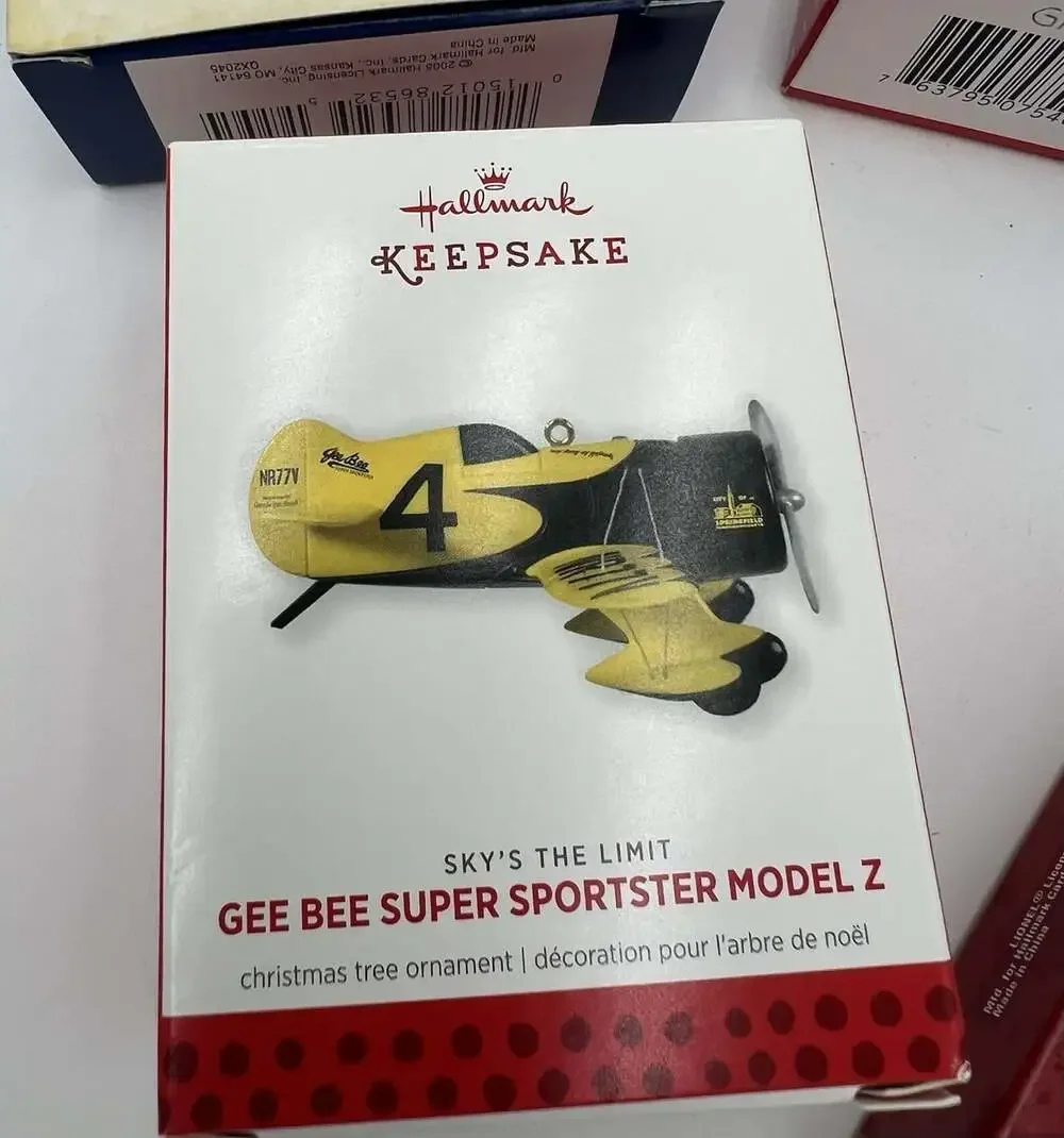 Hallmark Keepsake Santa Ornament Lot 5 Airplanes Train Car 1990-2008